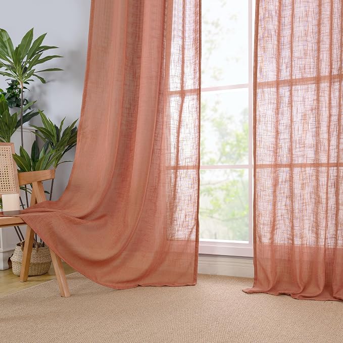 LAMIT Terracotta 72 inch Linen Curtains - Image 9