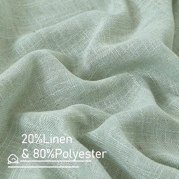 LAMIT 48 Inch Short Window Linen Curtains, Light Filtering Panels Back Tab and - Image 2