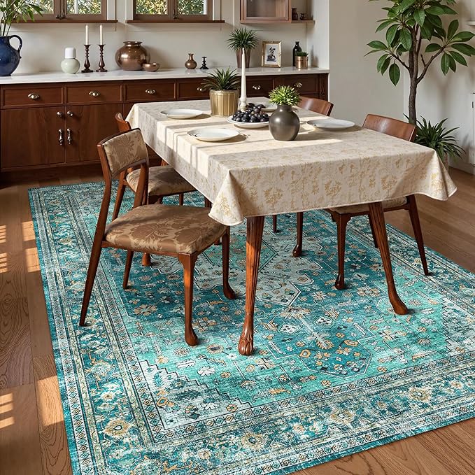 Washable Area Rug 9' x 12' Vintage Traditional Persian Mat - Image 3