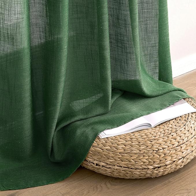 MIULEE Emerald Green Linen Curtains 72 Inch Length - Image 7