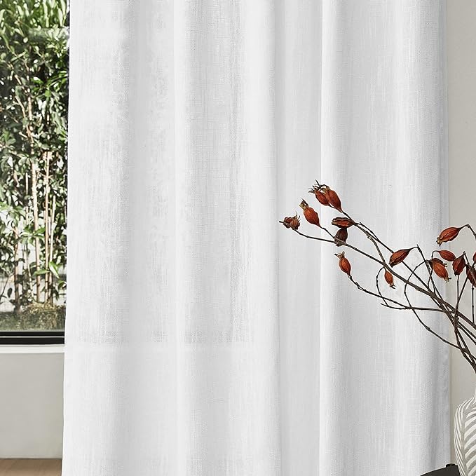 MYSKY HOME White Curtains 95 Inches Long Semi Sheer Drapes Light Filtering - Image 4