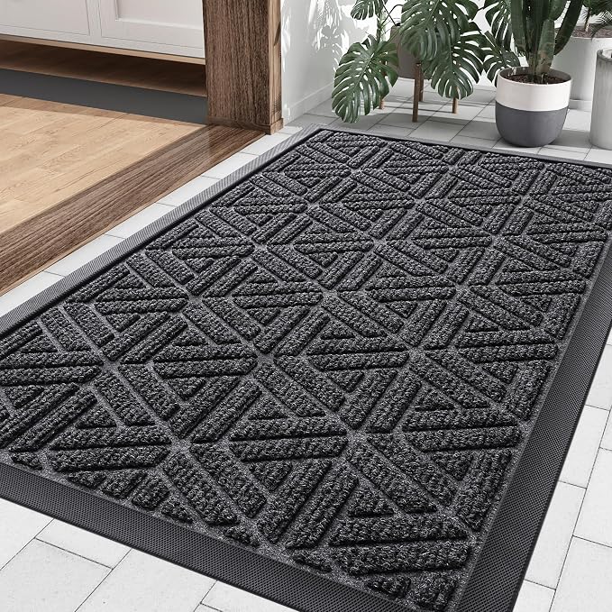 Smiry Front Door Mat Outside Entrance, Heavy Duty Sturdy Natural Rubber Doormat by Smiry