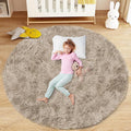 Camel Round Rugs for Bedroom: 4ft Circle Fluffy Shag Soft Washable Rug Small by VECARF
