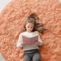 OLANLY Muted Orange Round Rugs for Bedroom by OLANLY
