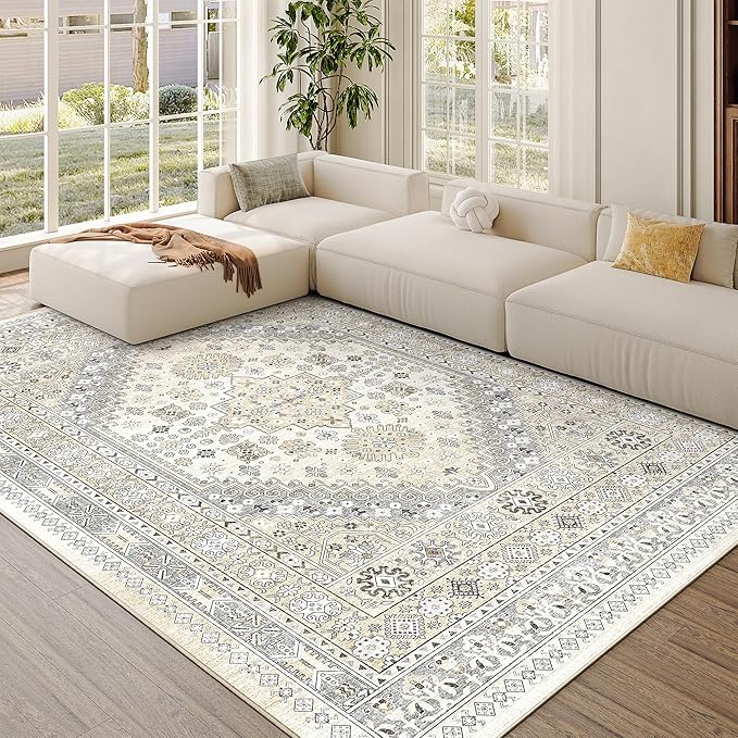 5x7 Area Rugs for Living Room, Large Washable Rug, Dining Room, Low Pile by Zesthome