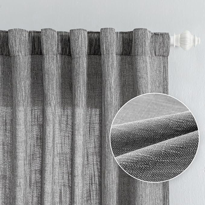 MYSKY HOME Sheer Curtains for Bedroom, Kitchen Curtain Panels Cotton Polyester - Image 9