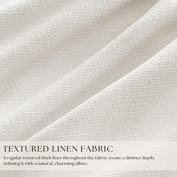 80 Inch Pinch Pleated Blackout Linen Bedroom Curtains Ivory White | Memory - Image 2