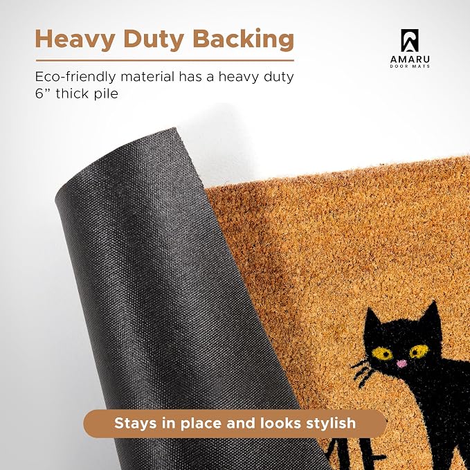 Black Cat - 17"x29" - Coir Door Mat - Welcome Mats - Image 6