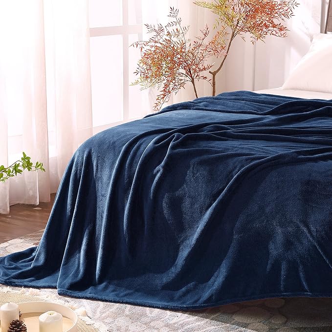 BEDELITE Fleece Blankets Queen Size Navy Blue Throw Blankets by BEDELITE