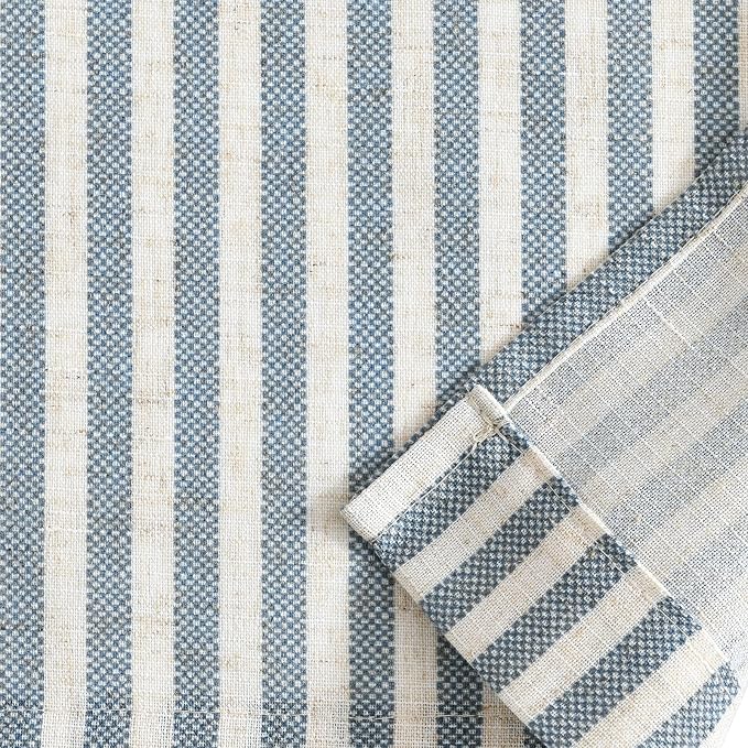 jinchan Tie Up Linen Textured Striped Bow Tie Curtain - Image 8
