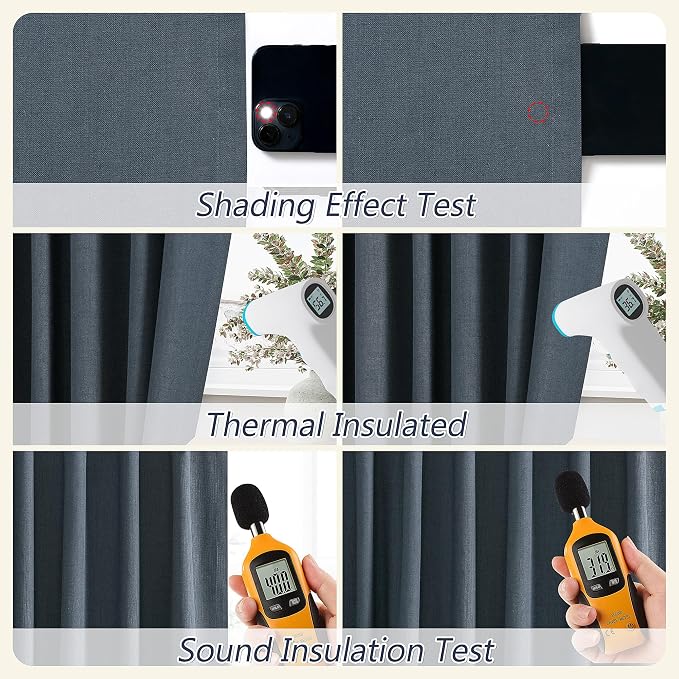 Guken 100% Blackout Linen Curtains 120 Inch Length 2 Panels Set - Image 5