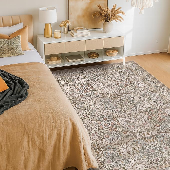 Vintage 4x6 Entryway Rug, Washable Area Rugs - Image 9