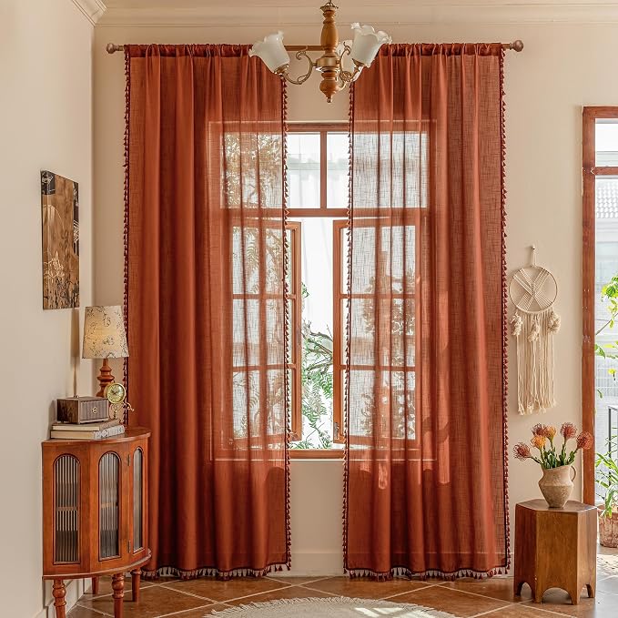MYSKY HOME Semi Sheer Short Macrame Curtains - Image 5