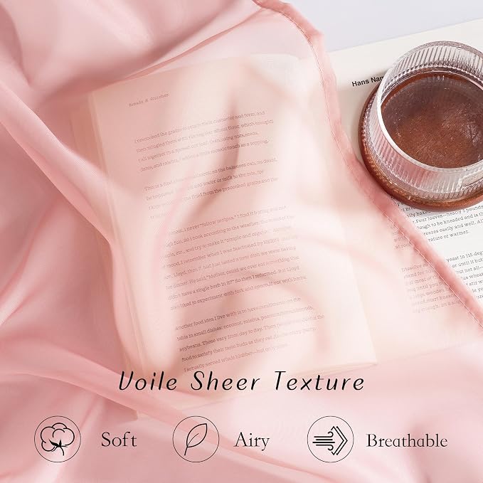 NICETOWN Voile Sheer Baby Pink Curtains - Image 4