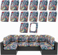 hyha 14Pcs Patio Cushion Covers, Stretch Outdoor Couch Cushion Covers by hyha
