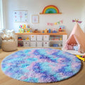 ONASAR Rainbow Round Area Rugs 6ft, Fluffy Soft Bedroom Circle Rug by ONASAR