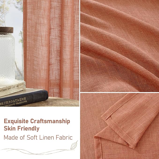 LAMIT Terracotta Linen Curtains 90 Inch - Image 2