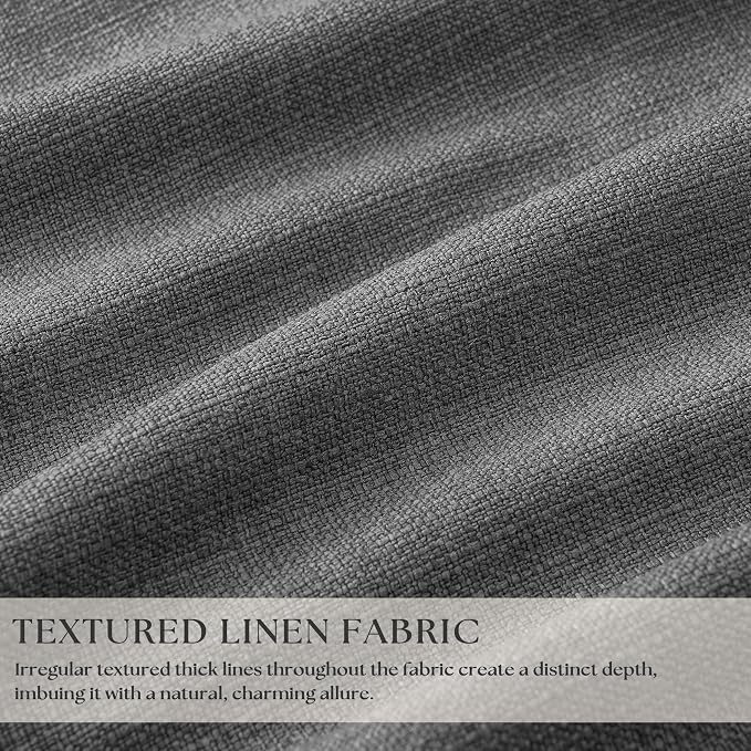 Dark Grey Pleated Thick Linen Blackout Curtains 90 Inches Long - Image 3