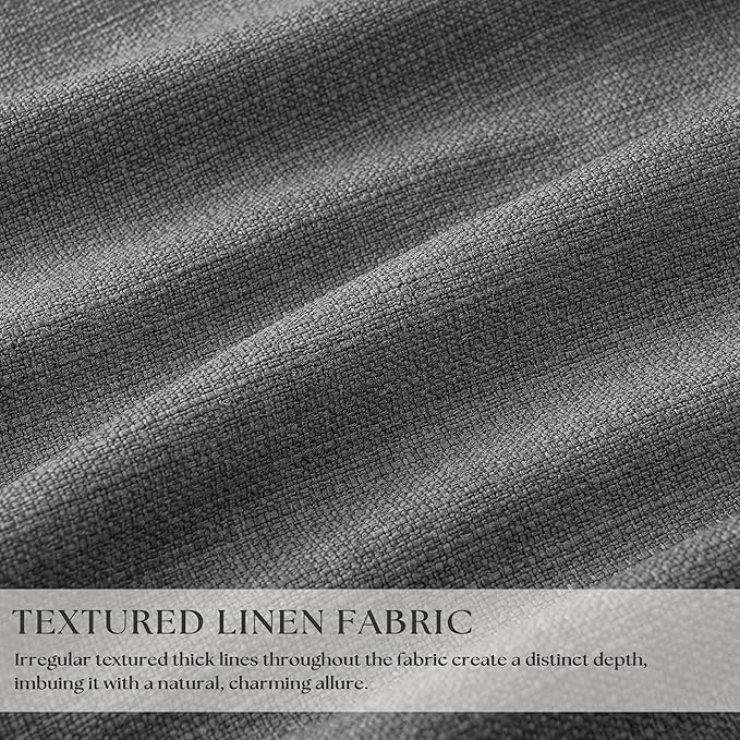 Dark Grey Pleated Thick Linen Blackout Curtains 96 Inches Long - Image 3