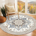 OPPODREAM Soft Round Rug 5ft, Neutral Washable Circle Rug 5ft by OPPODREAM