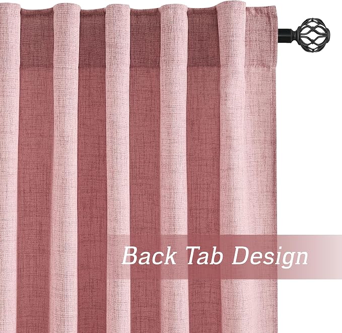 RYB HOME Living Room/Bedroom Curtains and Drapes Linen Sheer, Light Filtering - Image 3