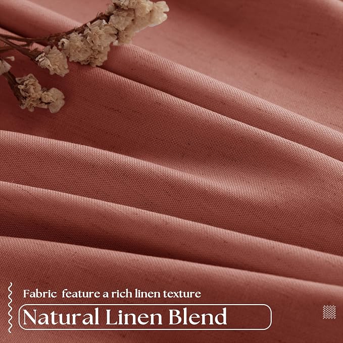 Firebrick 63 Inch Blackout Pleated Linen Curtains - Image 5