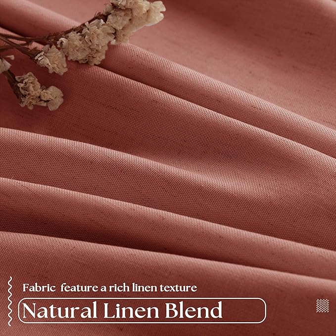 Terracotta Pinch Pleated Linen Blackout Curtains 90 Inches Long - Image 5