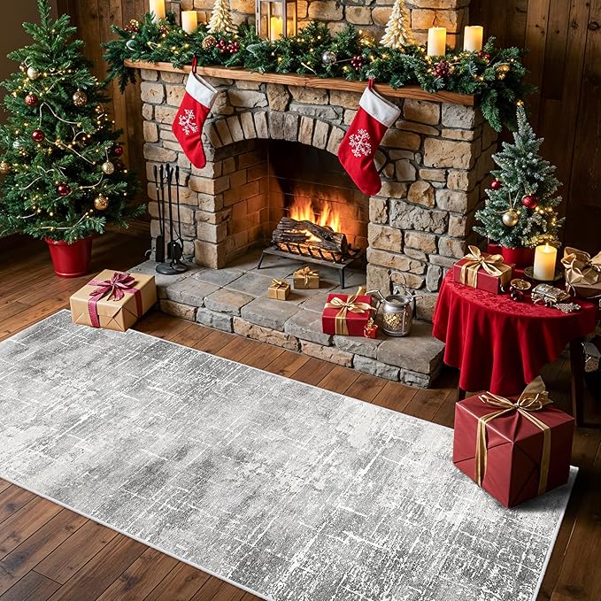 Washable Abstract 2x6 Kitchen Rug: Non-Slip Sink Stove Floor Mat by HYHAOYUNLAI