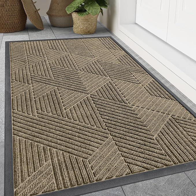 Smiry Front Door Mat Outside Entrance, Heavy Duty Sturdy Natural Rubber Doormat by Smiry