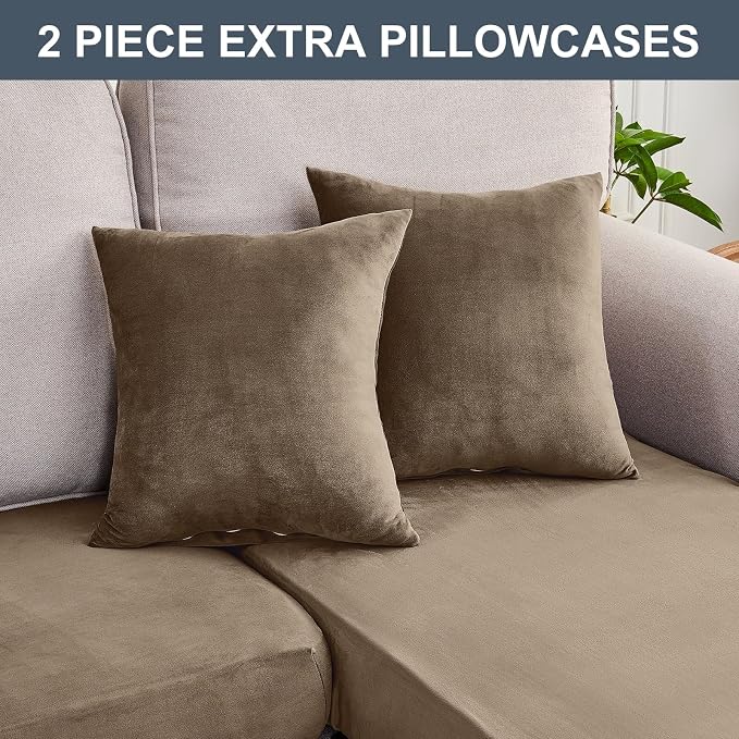 Couch Cover 8-Piece Elastic Velvet Couch Cushion Covers & Chaise Slipcovers - Image 8