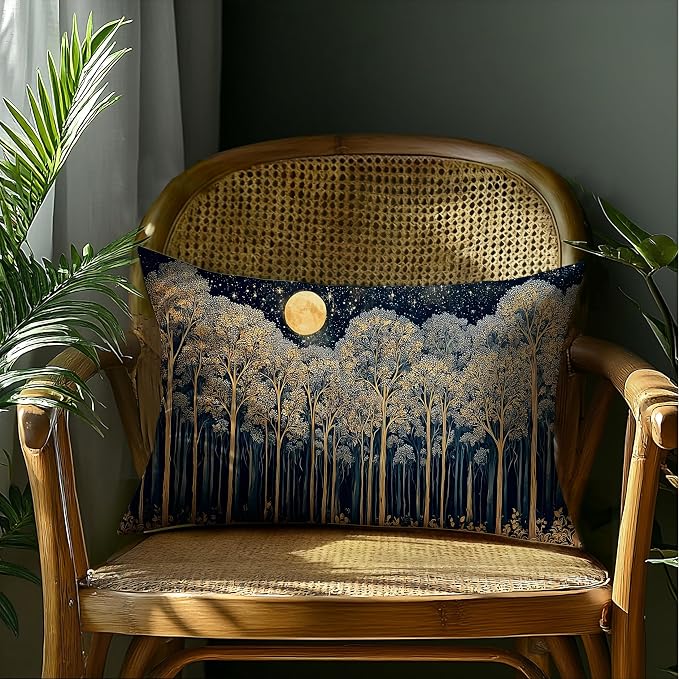 Rustic Dark William Morris Night Forest Moon Decor Pillow Covers 12x20 - Image 4
