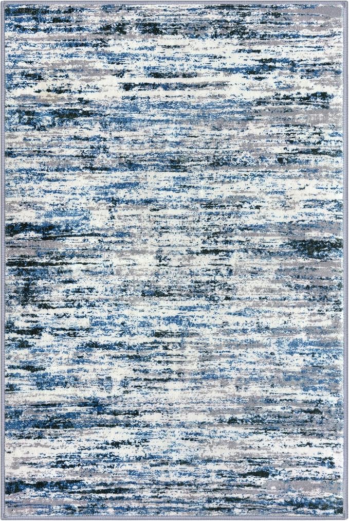 Lansny Modern Abstract 9x12 Large Machine Washable Living Room Rug Non-Slip - Image 9