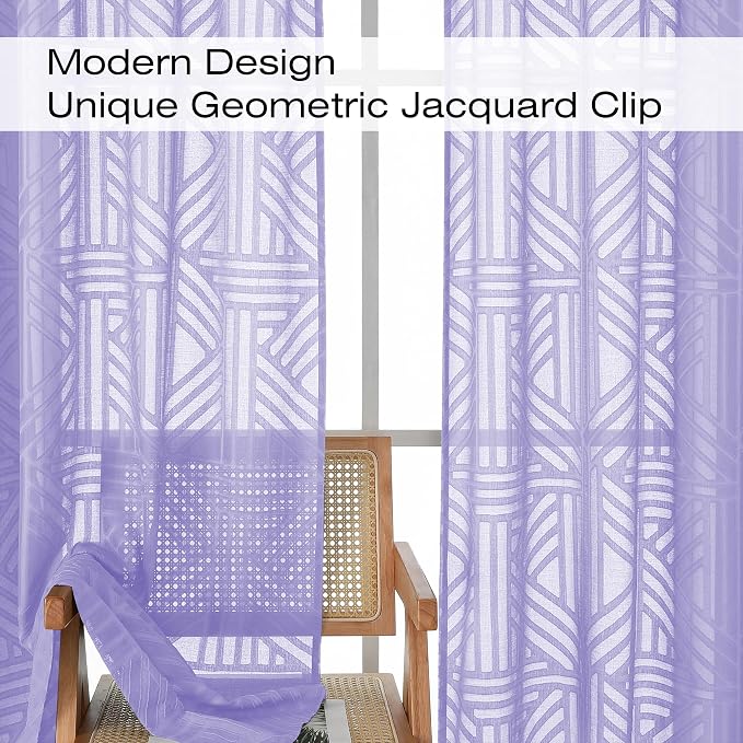 Simplebrand Lavender Sheer Curtains 72 Inch Length 2 Panels - Image 3