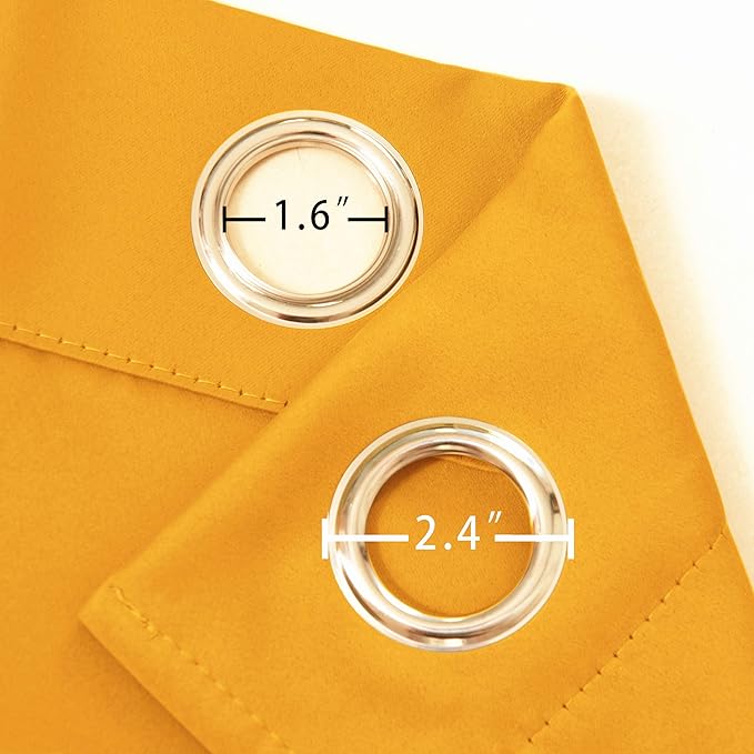 LEMOMO Yellow Blackout Curtains 34 x 84 Inches Long/Set of 2 Curtain - Image 5