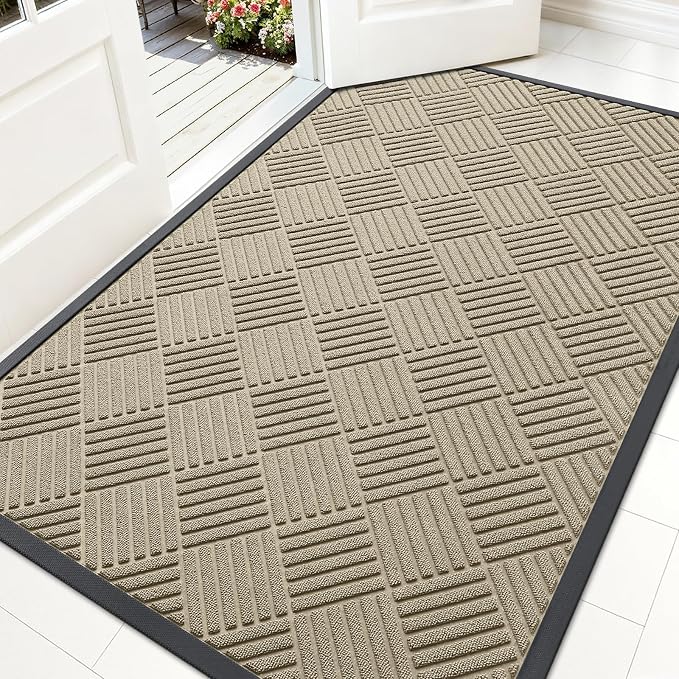OLANLY Front Door Mat Outside Entrance 59x34, Heavy Duty Sturdy Natural Rubber by OLANLY