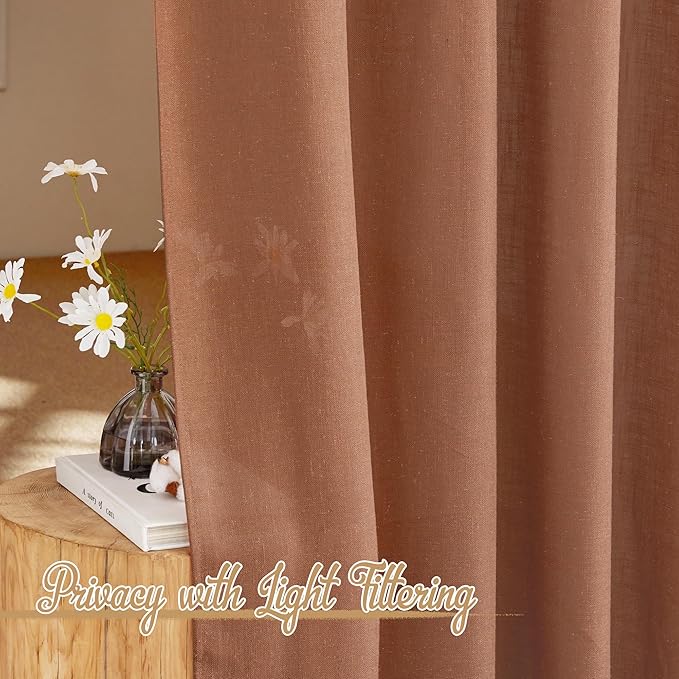 NICETOWN Linen Caramel Curtains & Drapes Privacy - Image 4