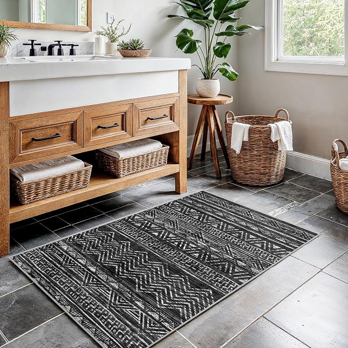 2x3 Washable Entryway Area Rug: Moroccan Small Runner Rug - Image 4