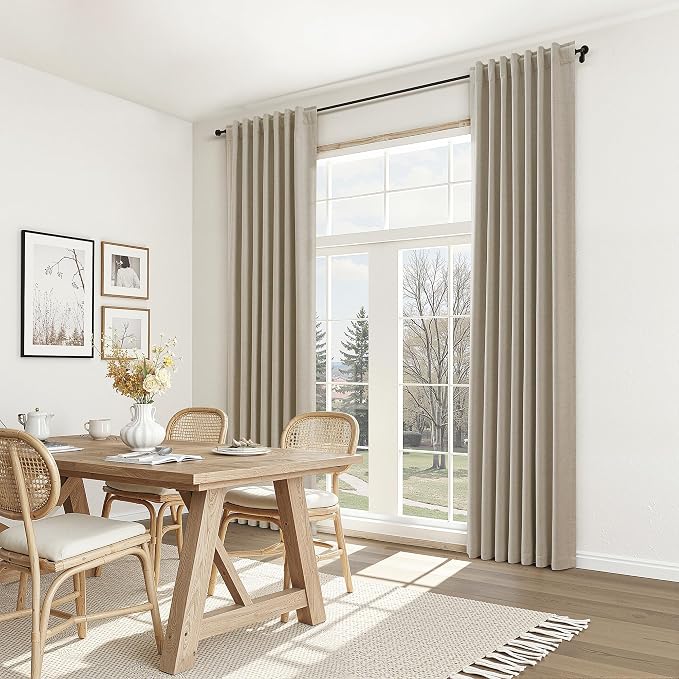 100% Blackout Linen Curtains for Bedroom 96 inches Long 8 FT, Thermal Insulated - Image 9