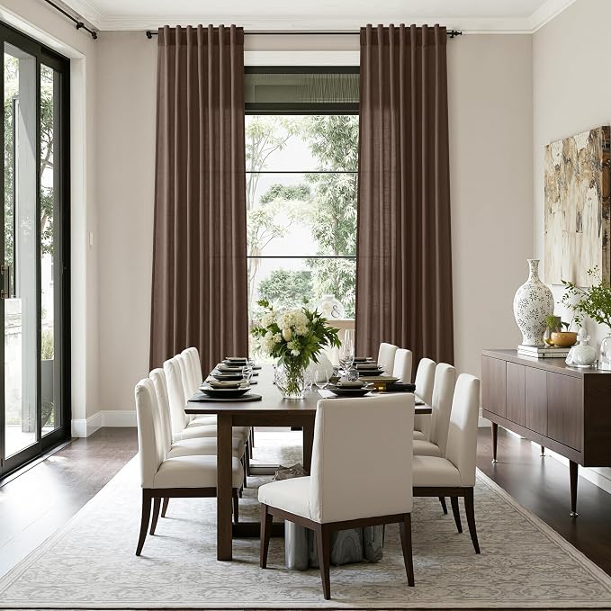 Cappuccino Linen Curtains 132 Inch Length - Image 6