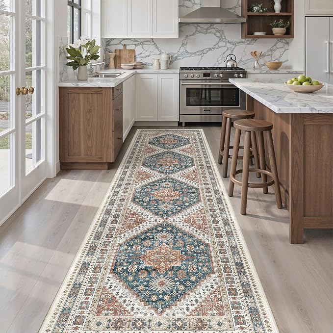 Madane Hallway Runner Rug 2'6''x10' Kitchen Runner, Non Slip Vintage Runners - Image 4