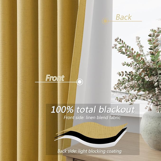 Guken 100% Blackout Curtains 72 Inch Length 2 Panels Set - Image 4