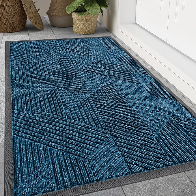 Smiry Front Door Mat Outside Entrance, Heavy Duty Sturdy Natural Rubber Doormat by Smiry