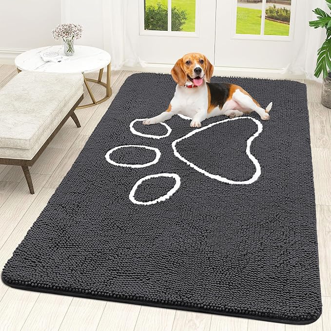 OLANLY Dog Door Mat for Muddy Paws 70x46, Paw Print Design, Absorbs Moisture by OLANLY