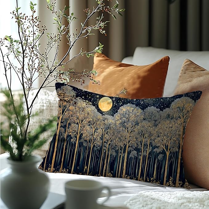 Rustic Dark William Morris Night Forest Moon Decor Pillow Covers 12x20 - Image 6