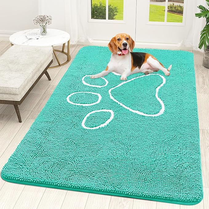 OLANLY Dog Door Mat for Muddy Paws 59x35, Paw Print Design, Absorbs Moisture by OLANLY