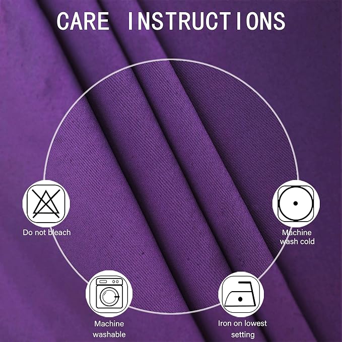 LEMOMO Purple Blackout Curtains 34 x 54 Inch Length/Set of 2 Curtain - Image 4