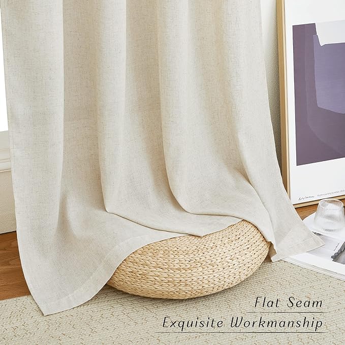 NICETOWN Natural Thick Linen Curtains 72 inch Length, Grommet Privacy Window - Image 7