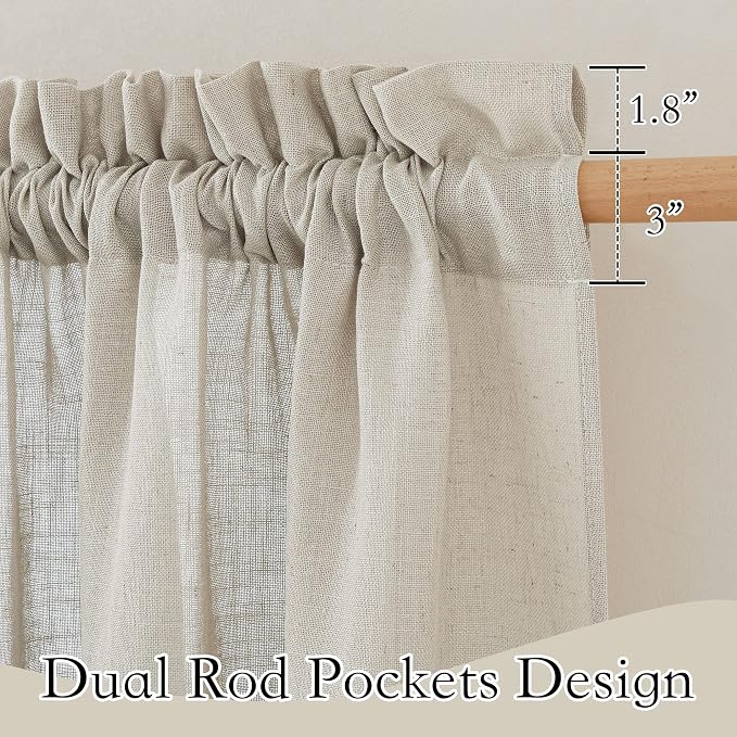 RYB HOME Extra Wide Semi Sheer Curtains, Back Tab Room Divider - Image 2