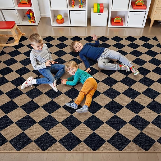 Lahome Colette Checkered Easy Jute Carpet, Washable 8x10 Rugs - Image 7