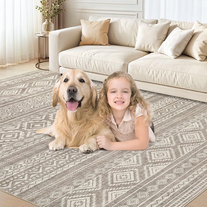 cotiled Boho 6x8 Area Rugs for Living Room: Soft Moroccan Washable Rug | Stain - Image 8